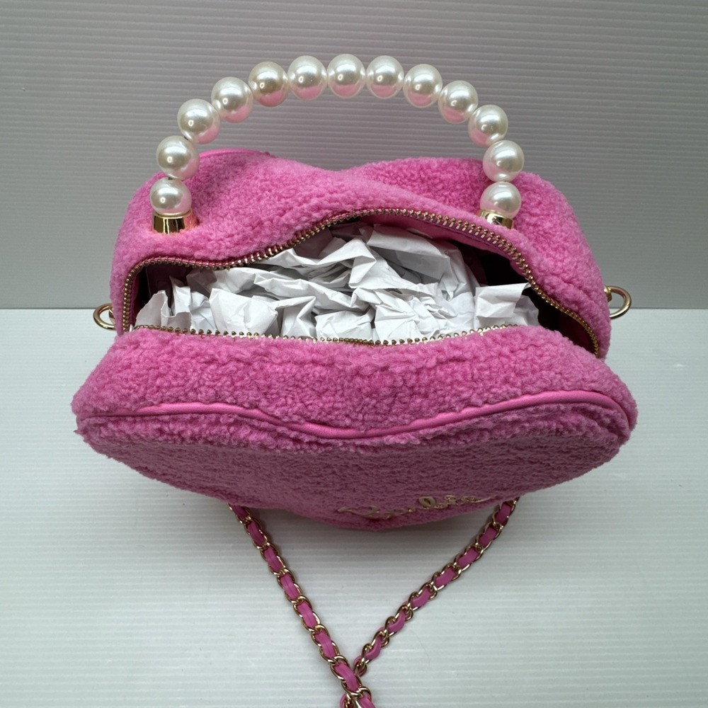 Barbie Our Universe Heart Figural Pink Sherpa Crossbody Bag - Picture 6 of 10
